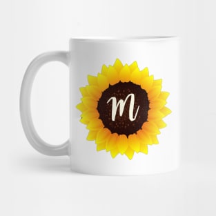 Floral Monogram M Bright Yellow Sunflower Mug